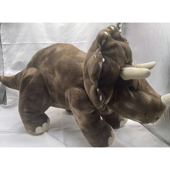 Vintage HugFun Dinosaur Dino Brown Triceratops 30” Plush Stuffed Animal Toy RARE - Picture 5 of 16